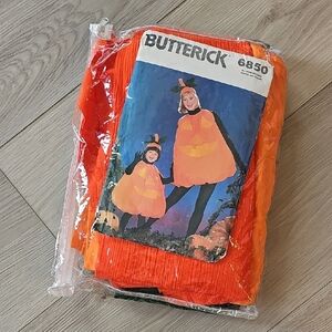 Vintage Butterick Halloween Pattern & Fabric For Pumpkin Costumes